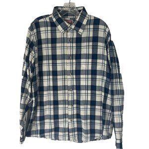 Wrangler Jeans Mens Button Front Flannel Shirt Blue Size Large